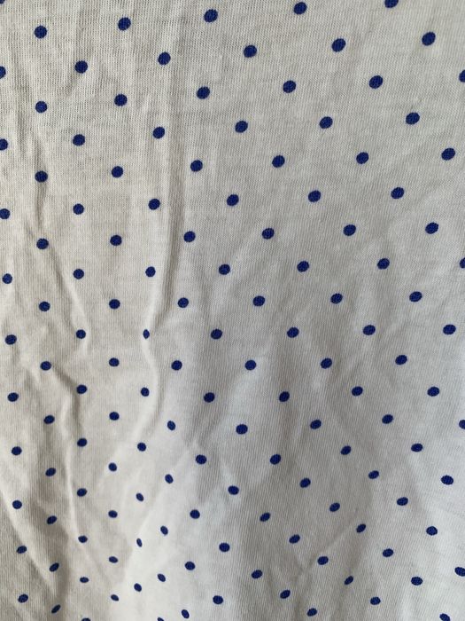 Bluzka damska krótki rękaw L 40 biała w groszki, luźny fason