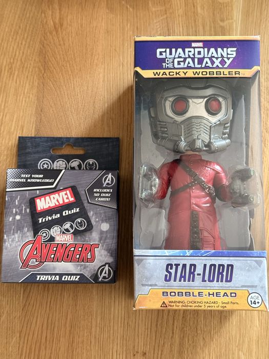 Funko Bobble-Head  Star-Lord Marvel Guardians + Trivia Quiz + tarcza Capitan America