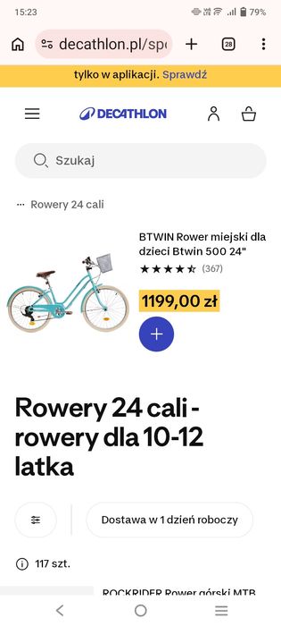 Rower dziewczęcy 24 cale