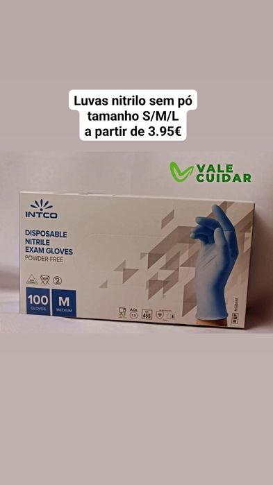 Cuecas fralda, babetes descartáveis, luvas nitrilo...
