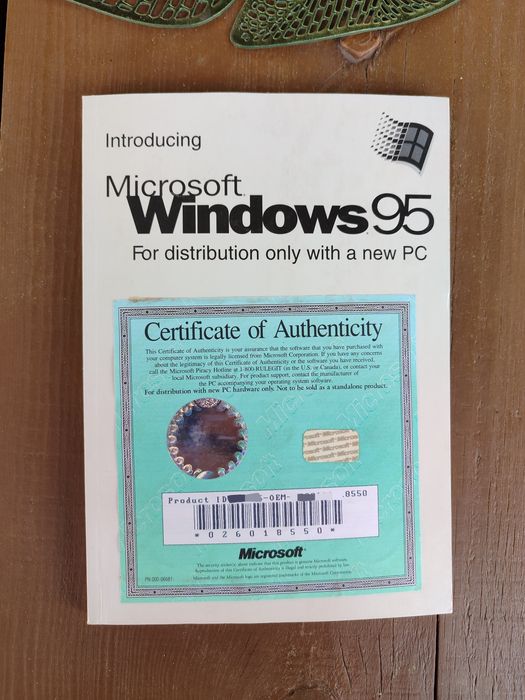 Windows 95 certyfikat PL Ang 2szt vintage