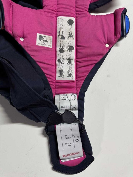 Marsúpio Baby Bjorn Azul com Riscas Rosa