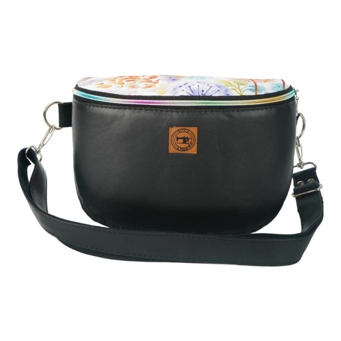 Duża Torebka Nerka Damska - Czarna i Pastelowe Dmuchawce