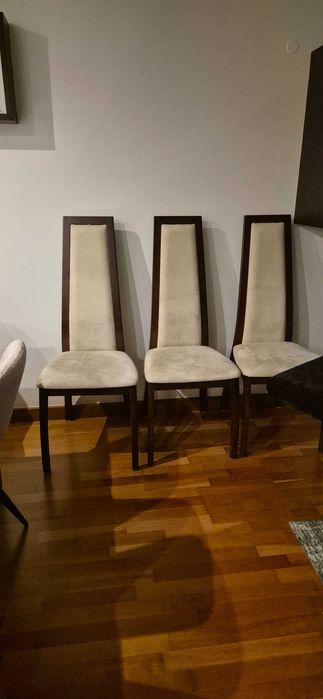 Conjunto de 6 cadeiras de madeira de sala de jantar wengé