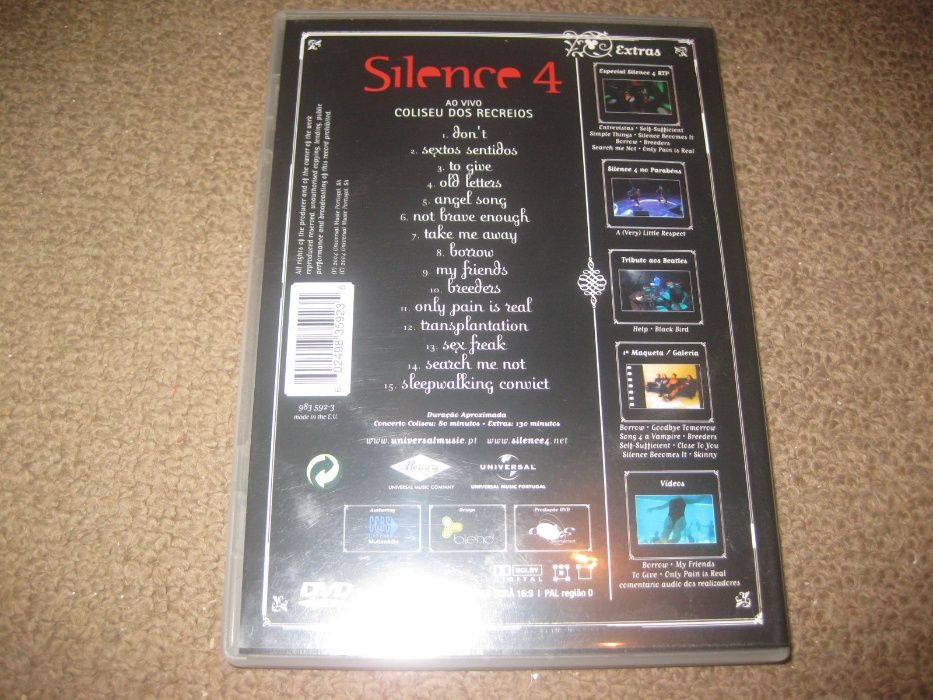 DVD Musical dos Silence 4 "Ao Vivo: Coliseu dos Recreios"