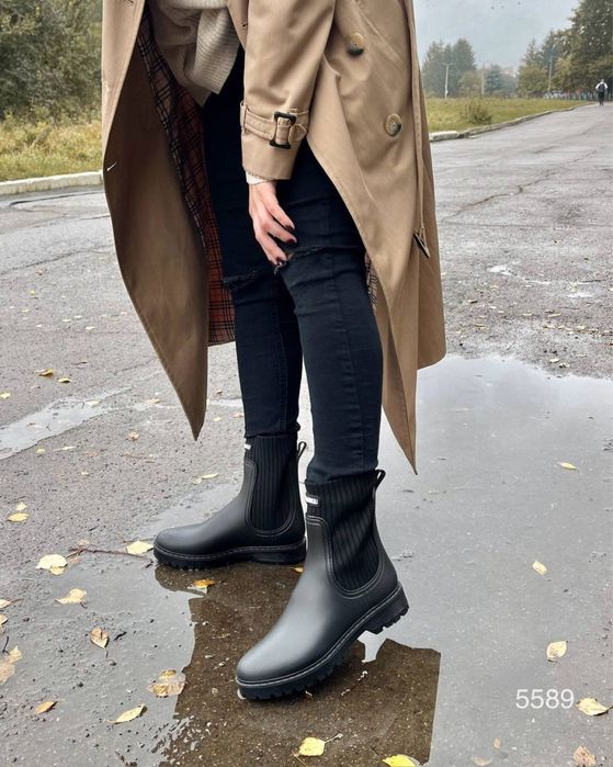 Чорні гумові чоботи, жіночі чорні гумовці