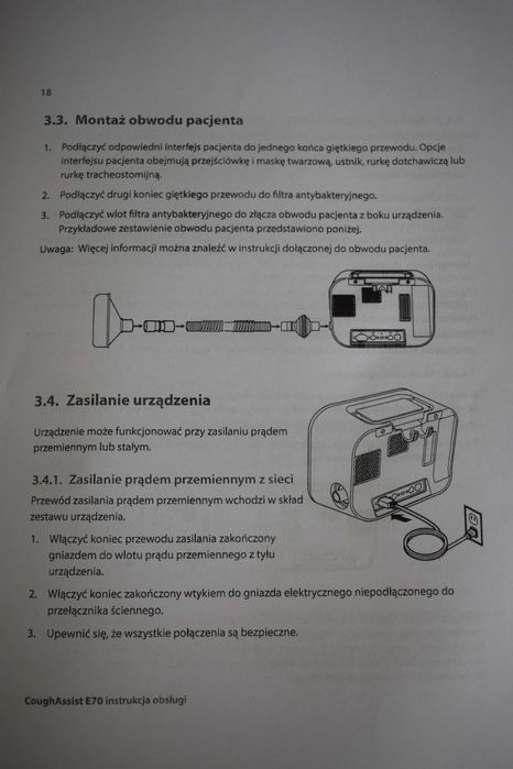 Koflator (asystor kaszlu) PHILIPS CoughAssist T70 – kompletny zestaw