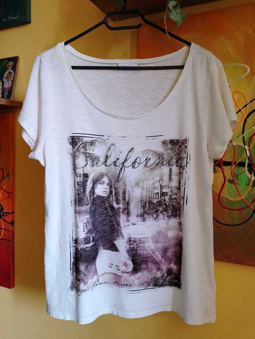 koszulka biała bawełna  YESSICA 42 XL/aplikacja przód