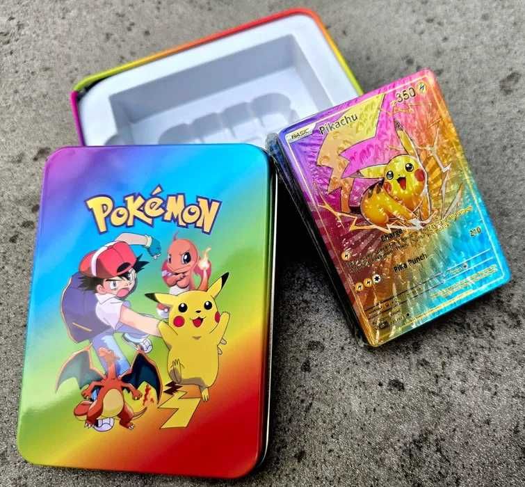 Super karty Pokemon tęczowe metalowe etui nowe HIT