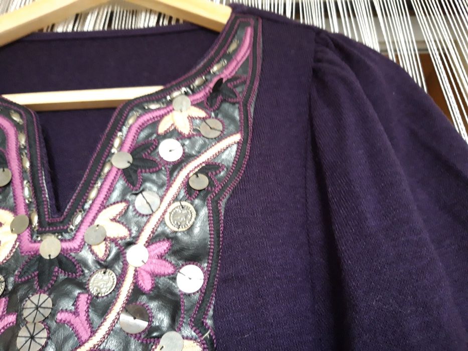 Vestido largo de malha de cor roxa (S)
