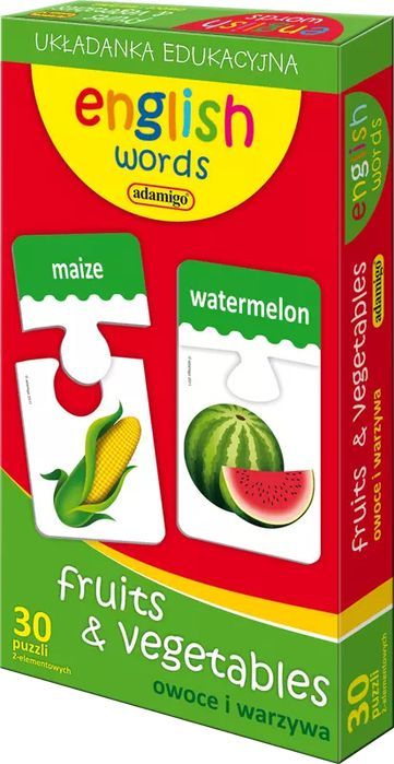 English words. Fruits & vegetables, owoce i warzywa. Adamigo