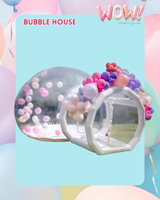 Dmuchaniec biały | bubble house | piana | stitch | dinozaur | atrakcje na urodziny i wesele