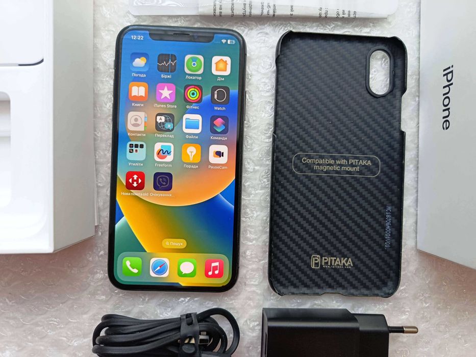 ВІДМІННИЙ стан Apple iPhone X 64Gb ПОВНИЙ комплект+чохол+скло