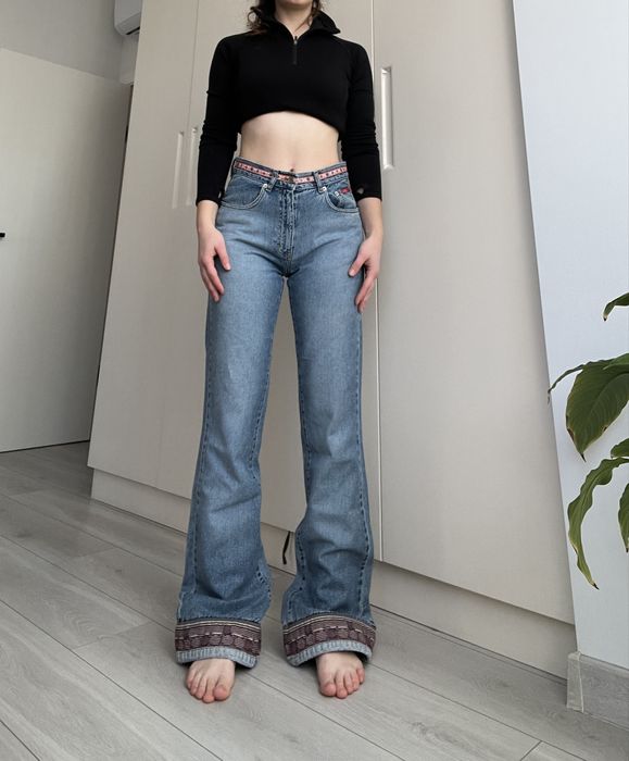 Джинсы клеш flared bootcut винтаж бохо высокая талия 38 m 2000s