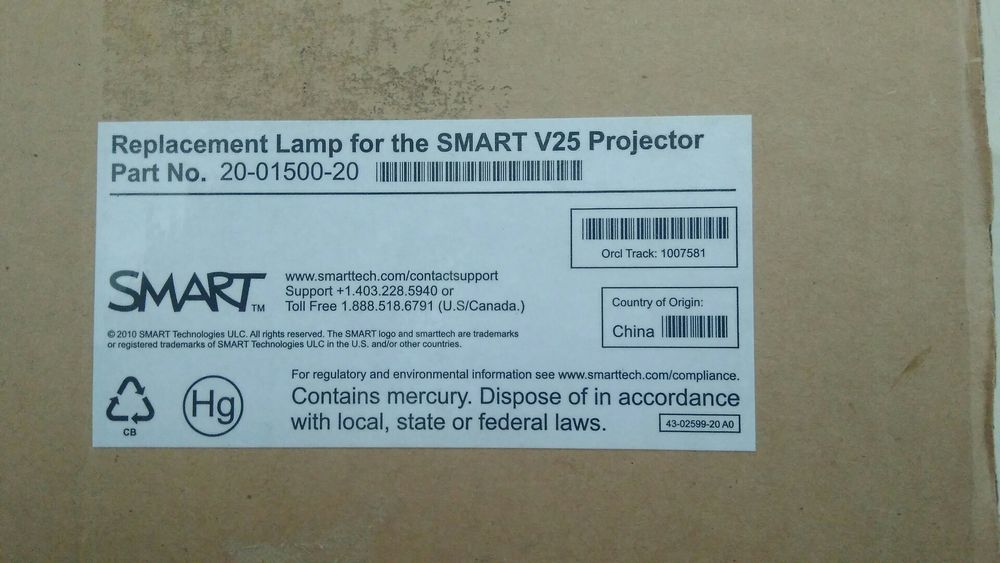 Лампа проектора SMART BOARD. Part number: 20-01500-20