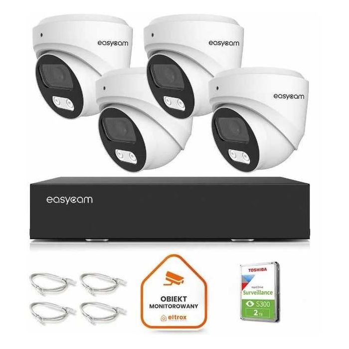 Zestaw do monitoringu IP Easycam 4 kamery 8 Mpx z POE