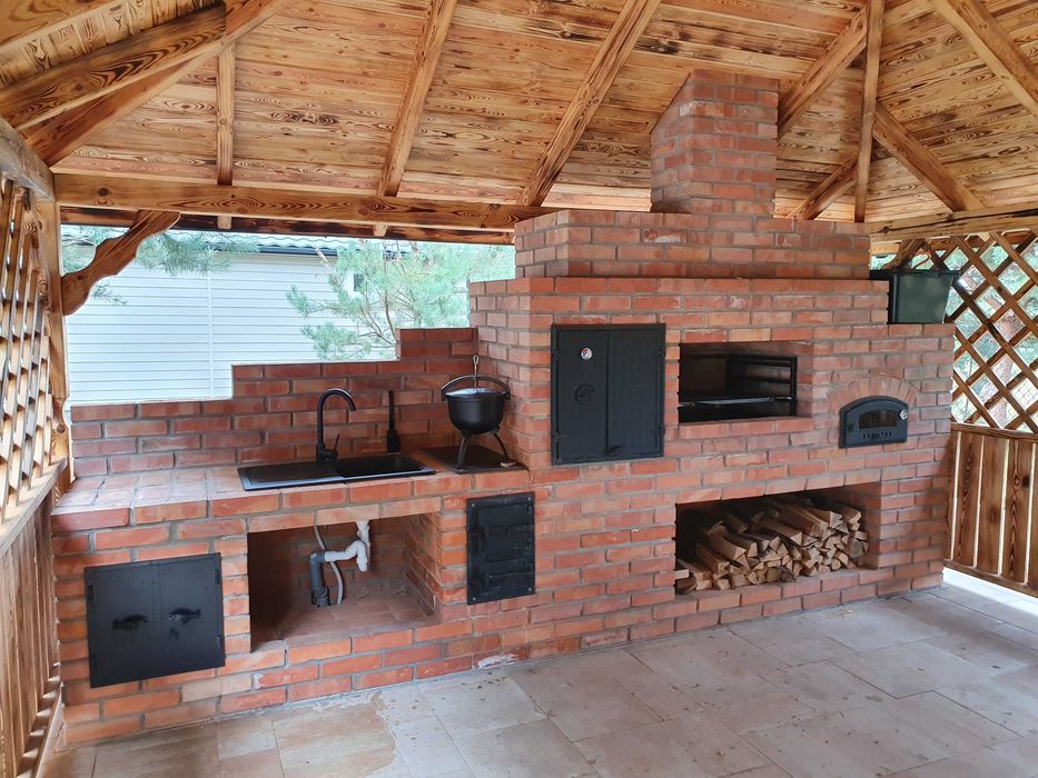 Grill murowany z cegly, wedzarnia, piec pizza kuchnia ogrodowa