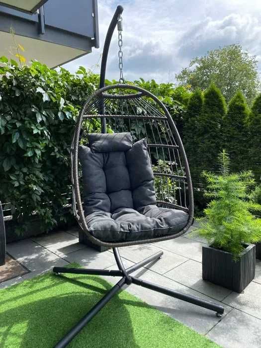 Nowy Fotel wiszący ogrodowy z poduszką – na taras, balkon, do ogrodu