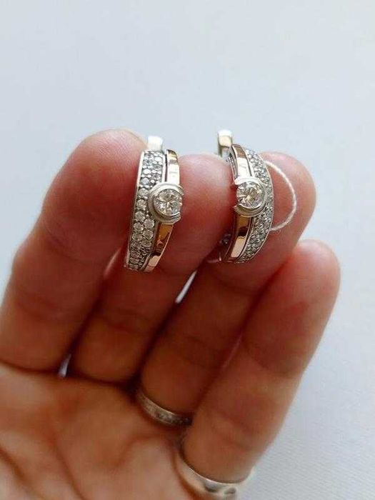 Сережки срібло 925 ДСТУ + золото 375 ДСТУ, серьги, україна