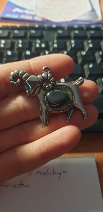 Wisiorek ze znakiem zodiaku KOZIOROŻEC  z kamieniem w środku