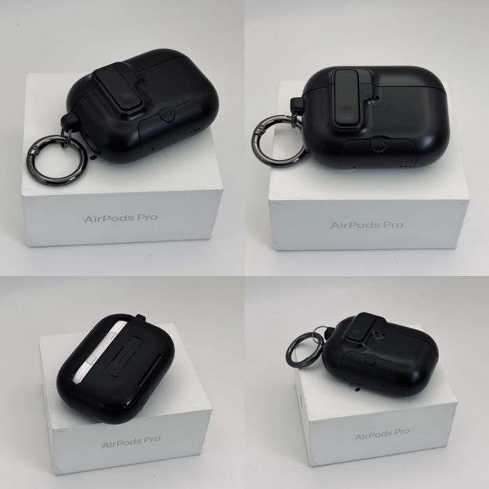 Чехол на AirPods Pro 3 Grey, AirPods 4 Green, AirPods Pro 2, противоударный, максимальная защита от падения, открывается кнопкой