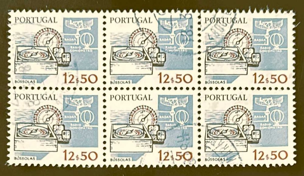 Bloco de 6 selos usados de 12$50 - Instrumentos de trabalho - 1983