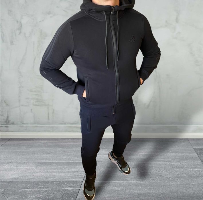 Теплий спортивний чоловічий костюм Adidas з капюшоном