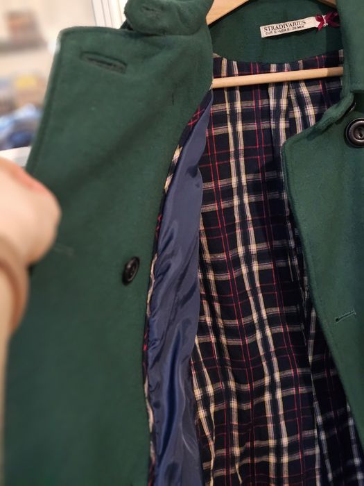 Płaszcz trencz, butelkowa zieleń, r.S, 36