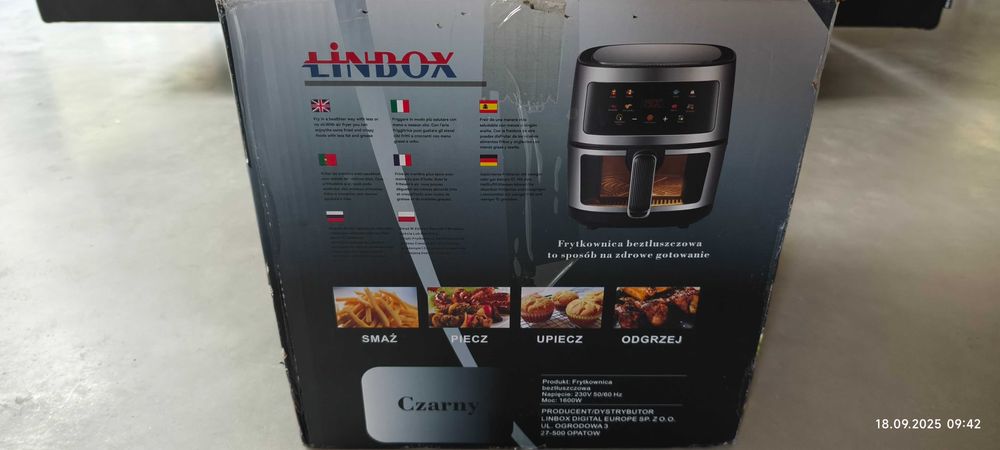 frytkownica beztłuszczowa marki LINBOX, model 5503, moc 1600W