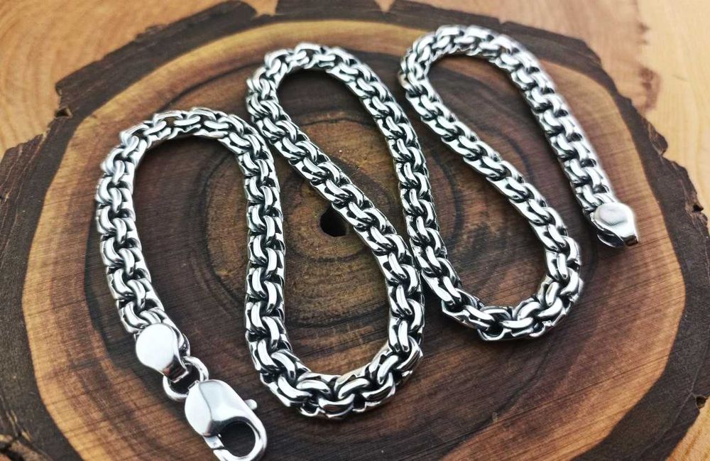 Срібний ланцюжок Бісмарк чоловічий ланцюг срібло 925 проби