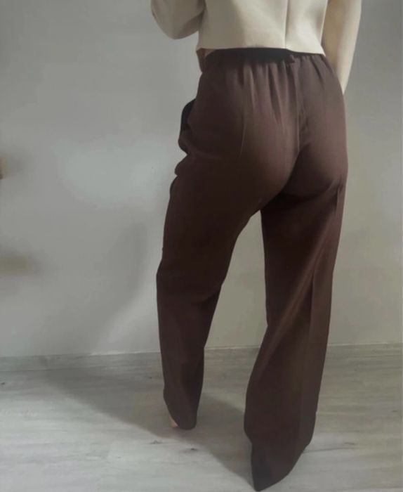 spodnie garniturowe brązowe