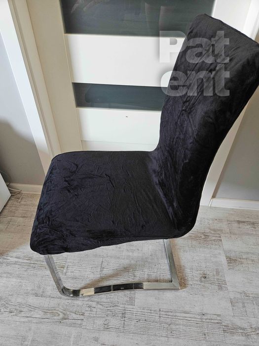 Pokrowce na krzesła welur czarne 6 sztuk