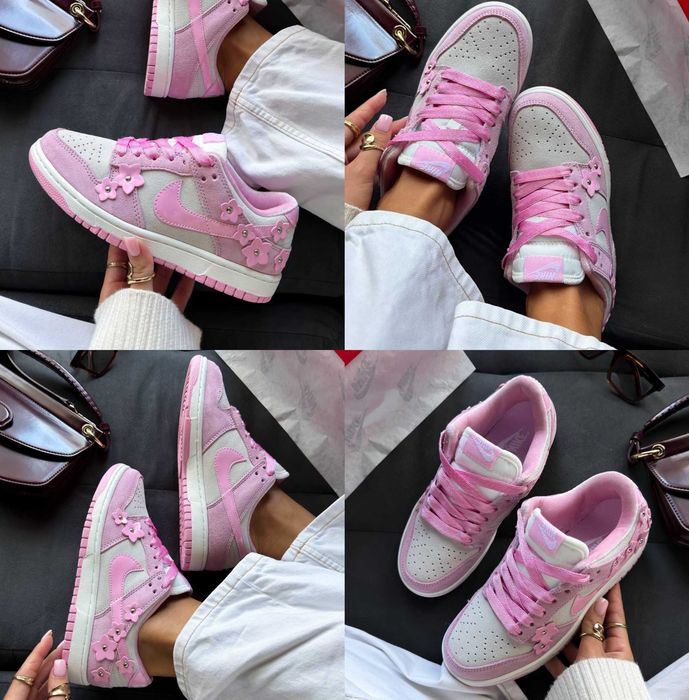 Жіночі кросівки Nike Dunk Low Pink Flowers 36-41 Хіт Осені! Купити!