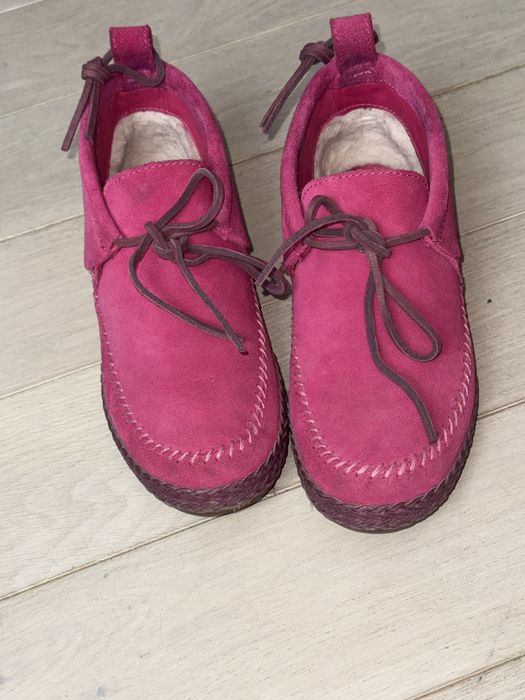 Ugg Leather Flats Shoes. Угі шкіряні рожеві, взуття жіноче