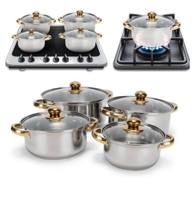 Garnki Cookware set steel (5 sztuk) wysoka jakość
