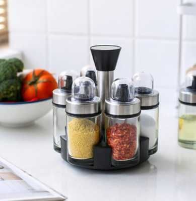 Набір для спецій на обертовій підставці Органайзер для специй Стійка