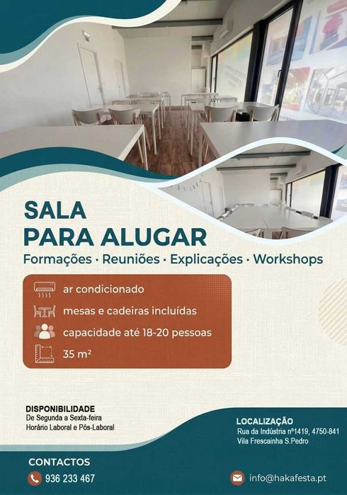 Sala para alugar - Formações, Reuniões, Explicações e Workshops | Barcelos