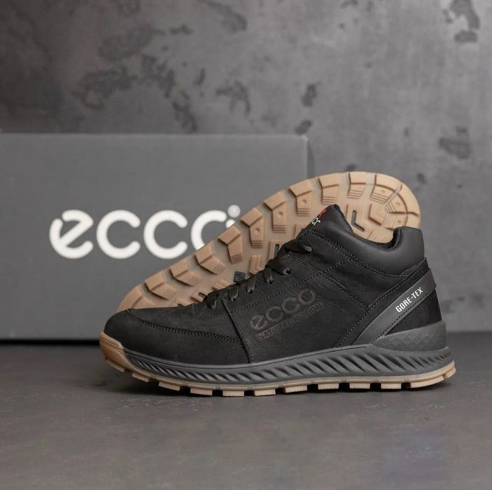 Чоловіче взуття Ecco Black Екко Шкіряне взуття Шкіряні кросівки Зимові
