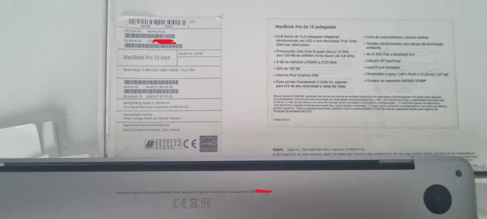MacBook Pro 13' 2019 – Avariado