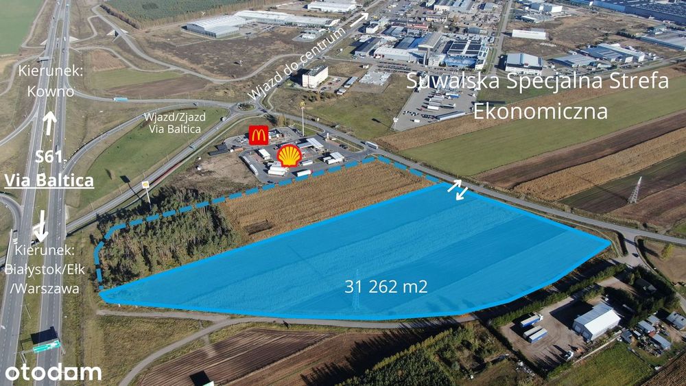 Działka 2-5 ha - handel/usługi węzeł Suwałki Południe - Via Baltica.