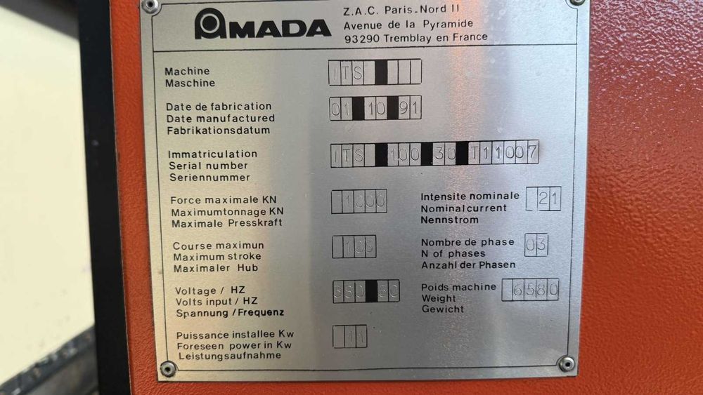 Komplet maszyn Amada do obróbki blachy 10x3100 krawędziarka + gilotyna