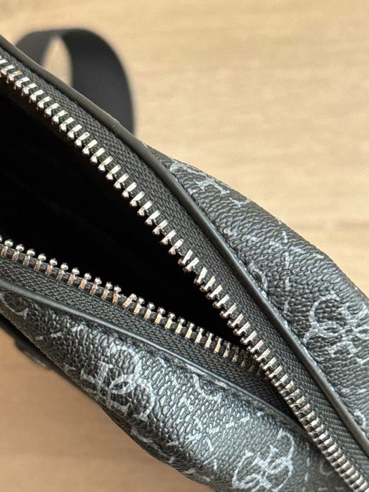 Кожаный портфель сумка барсетка  коричневый Guess серый мужской кожа