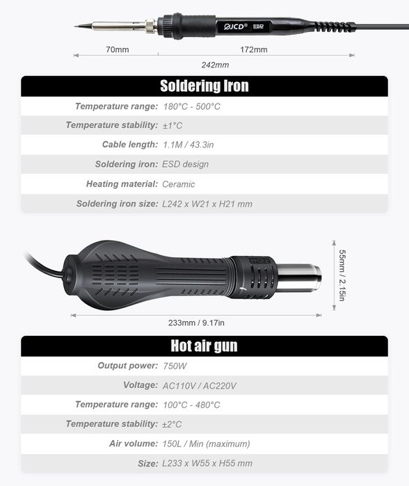 Паяльна станція 2 в 1 JCD 8898 Нова