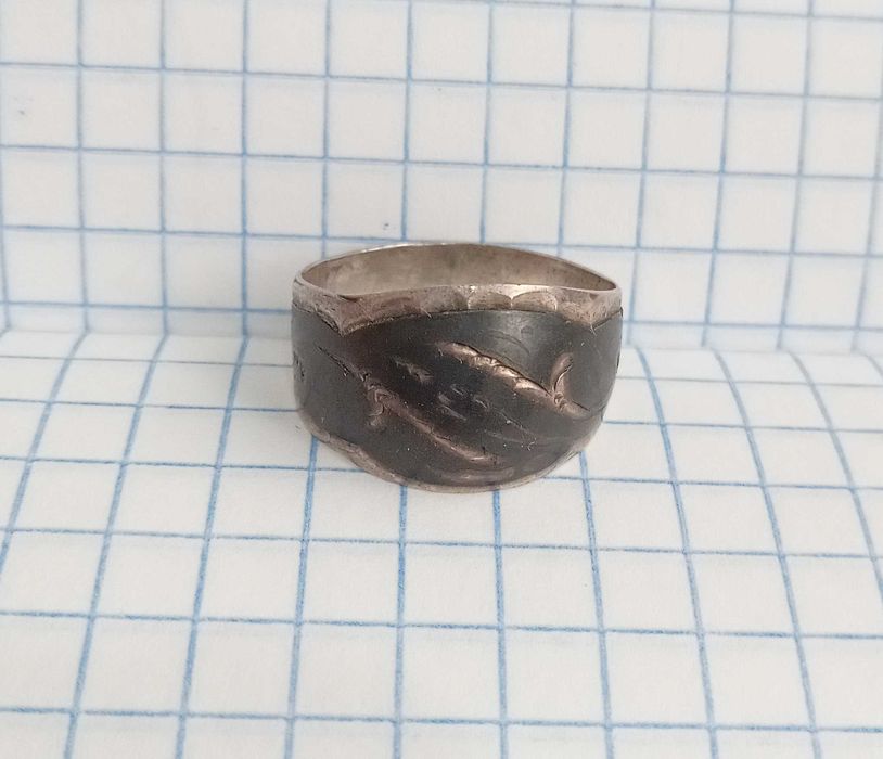 Кольцо колечко перстень. Серебро 875 звезда. Чернь. СССР