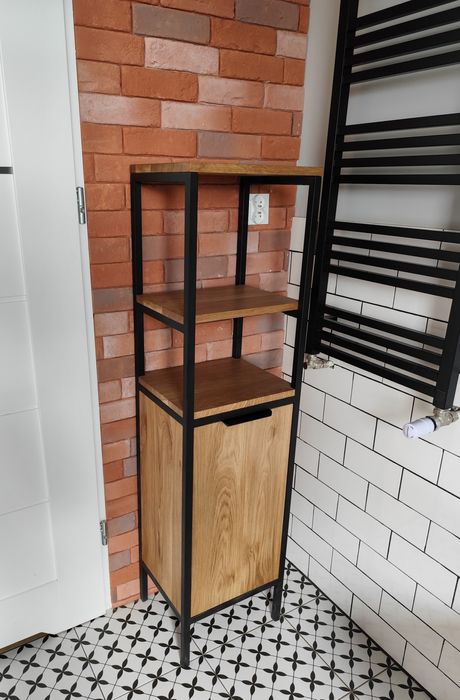 Szafka do łazienki loft, słupek łazienkowy dębowy, łazienka loft