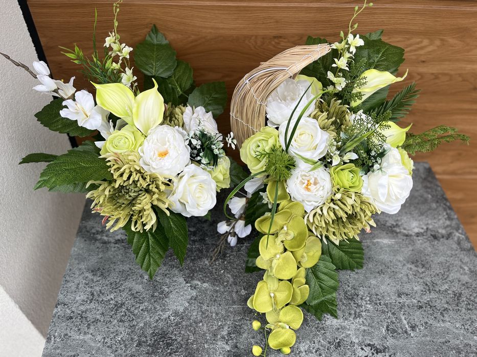 Komplet na grób Wiązanka W Koszu