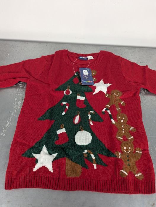 Sweterek świąteczny czerwony choinka lupilu 110/116 dziewczynki chłopc