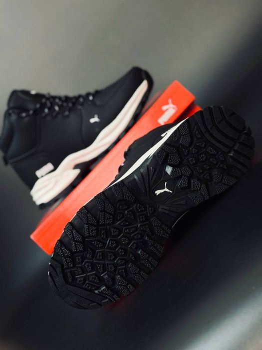 Мужские кожаные ботинки Puma с мехом / кожаные высокие кроссовки пума