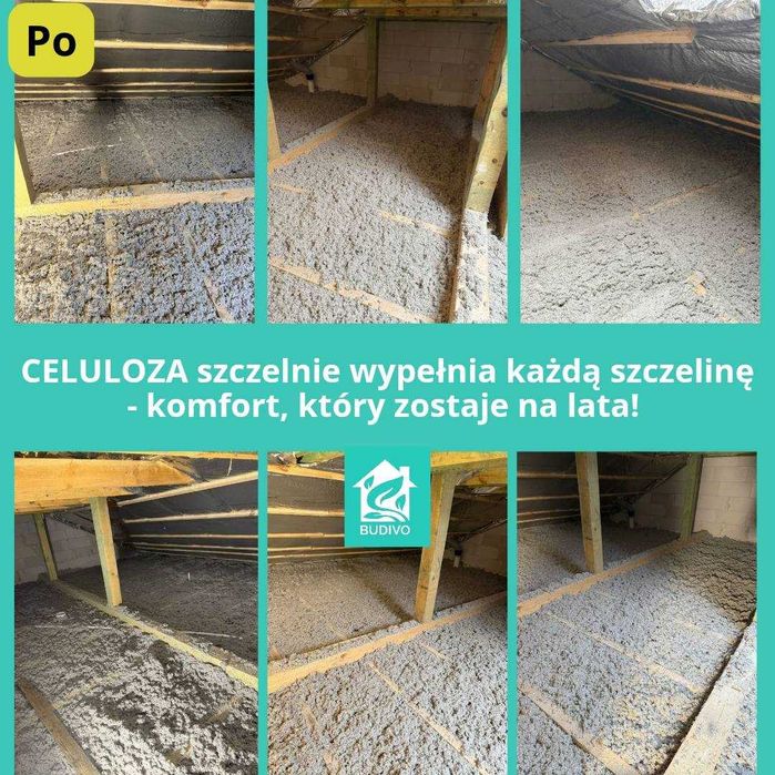Ocieplanie poddasza wełną celulozą,Izolacje wdmuchiwane celuloza strop