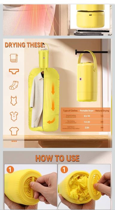 Wielofunkcyjna mini suszarka do ubrań